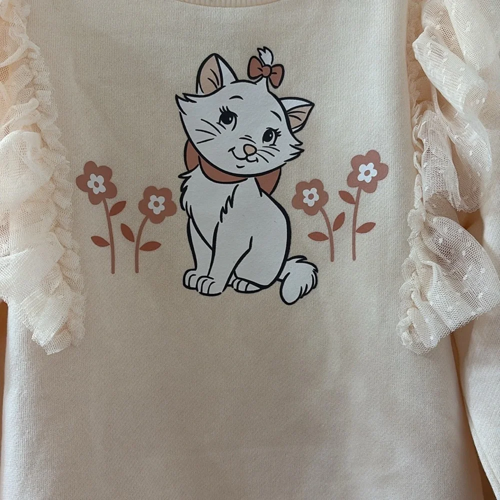 NWT Disney Aristocats Marie Cream Ruffled Sweatshirt